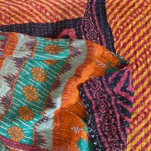 Handmade Reversible Kantha Quilt Blanket